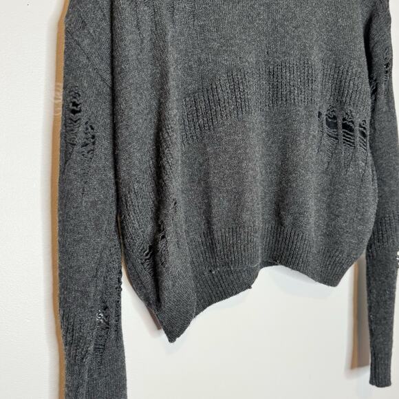 One Grey Day Carter Gray Merino Wool Shredded Pullover Women Small NWT - Picture 6 of 10